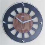 AM158 klok antraciet met hout