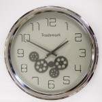 Verchroomde klok met draaiende tandwielen CB71
