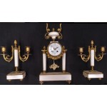 Marmeren pendule + kandelaars