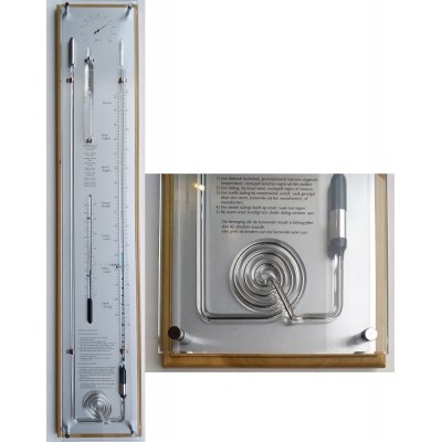 Blank / rvs contra-barometer (meest uitgebreid) + glas